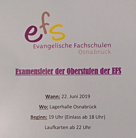Vorverkauf: Examensparty der Oberstufen in der Lagerhalle am 22. Juni 2019 ab 18 Uhr